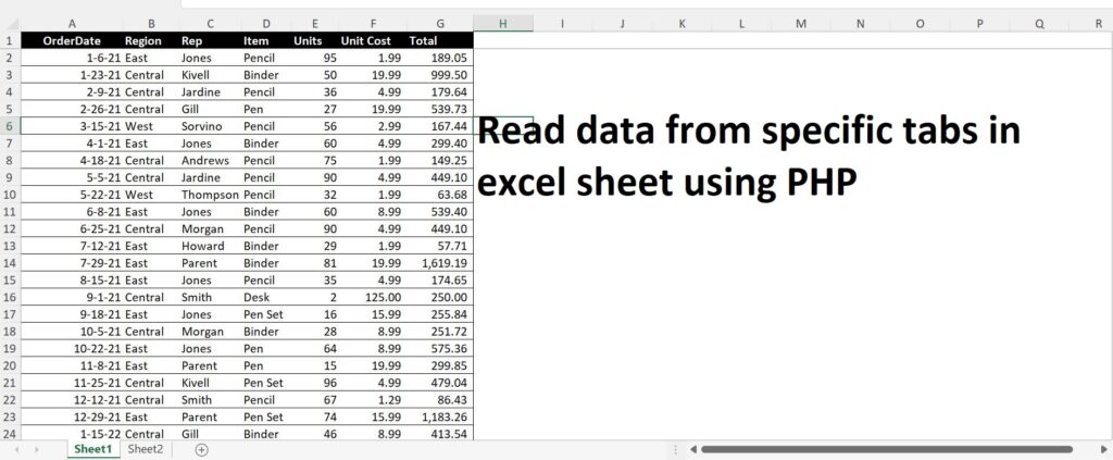 Read data from specific tabs in excel sheet using PHP