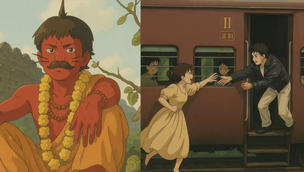 Studio Ghibli style AI artwork of a forest scene